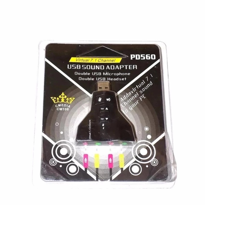 Cáp USB to Sound 3D Virtual 7.1 Phi thuyền 4 cổng - màu Đen