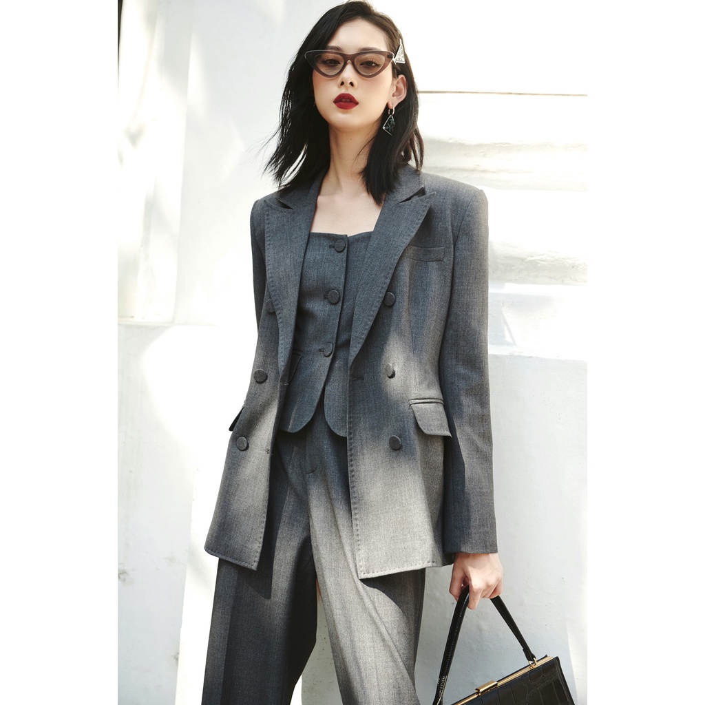 Set áo blazer, áo gile và quần suông xám HUONG BOUTIQUE HBVEST148
