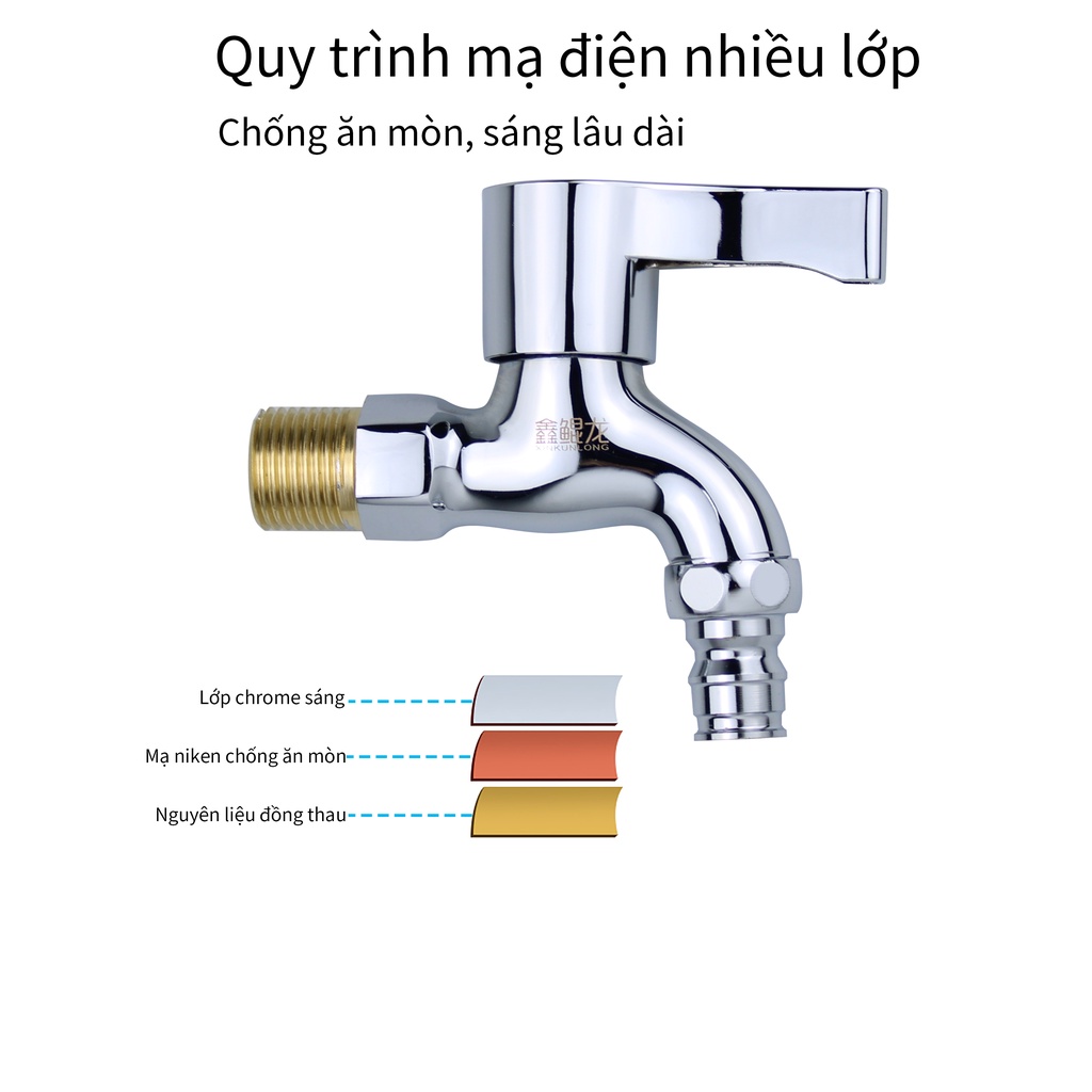 Vòi nước XINKUNLON bằng đồng tiêu chuẩn cao gắn tường cho bồn rửa nhà bếp phòng tắm