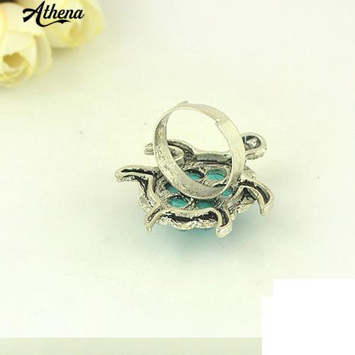 Nhẫn MặT HìNh Chú RùA ĐíNh Lam NgọC Giả ThờI Trang Cho Nữ