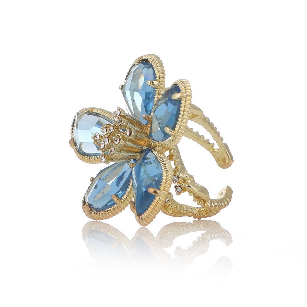 SUMU Nhẫn Hình Hoa Lớn Đính Pha Lê Lấp Lánh Sang Trọng Cho Nữ