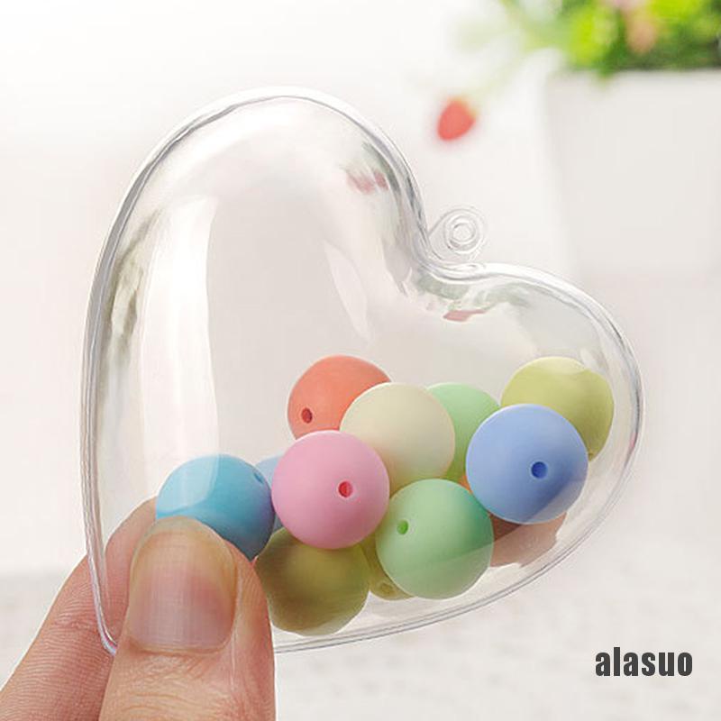 Quả bóng nhựa trong suốt hình trái tim dùng trang trí Giáng Sinh tùy chọn kích thước