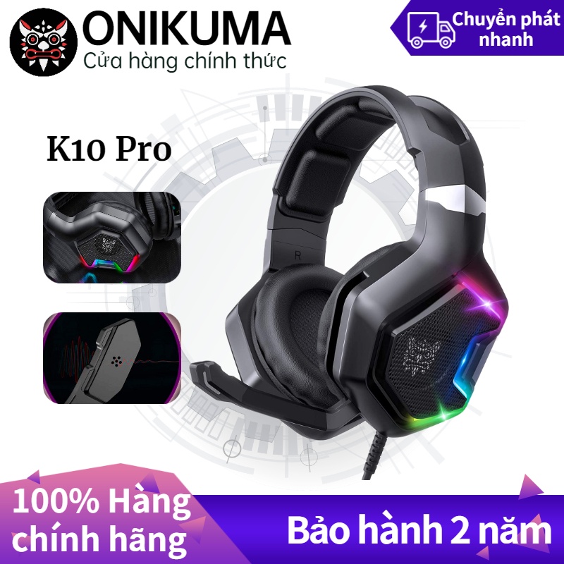 Tai nghe chơi game ONIKUMA K10 Pro PS4 Tai nghe chụp tai có đèn LED RGB với micrô đa hướng dành cho PC Máy tính xách tay