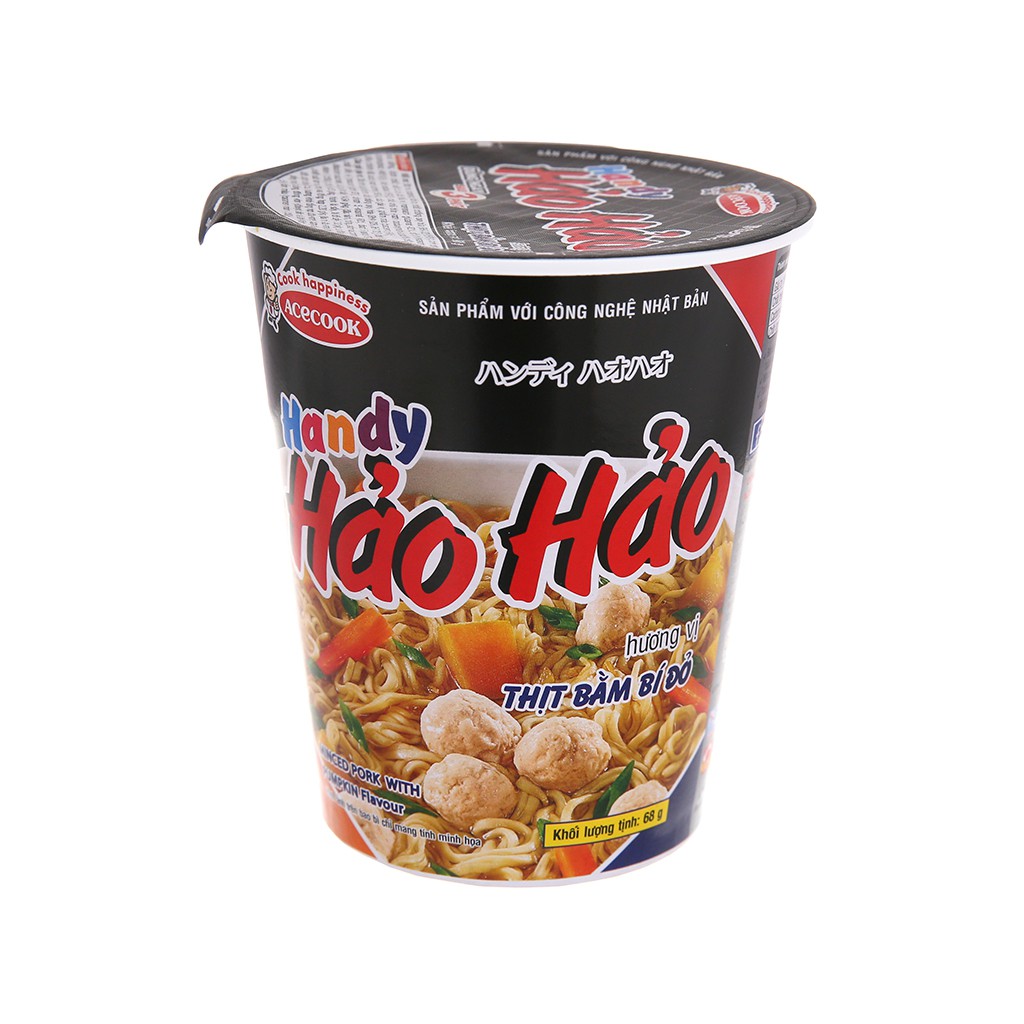Mì ly ăn liền Handy HẢO HẢO tôm chua cay/ mì chay / mì thịt bằm 67g