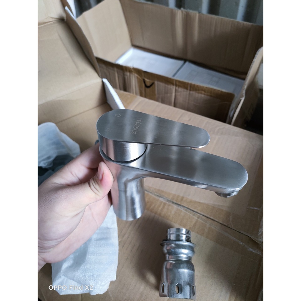 Vòi Lavabo vòi rửa mặt nóng lạnh Inox 304 - Laeo nóng lạnh