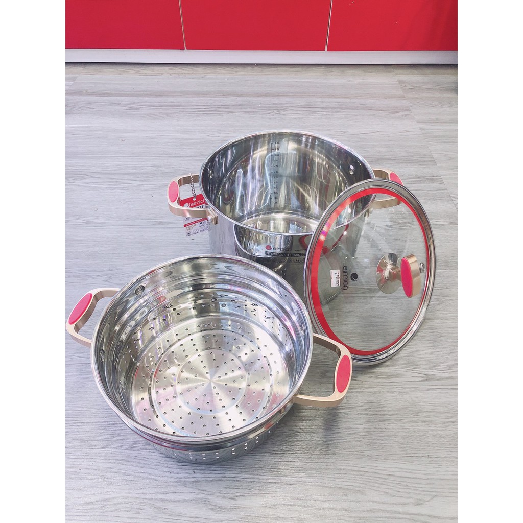 Nồi hấp ELMICH Inox 304 Red Velvet 24cm EL5585