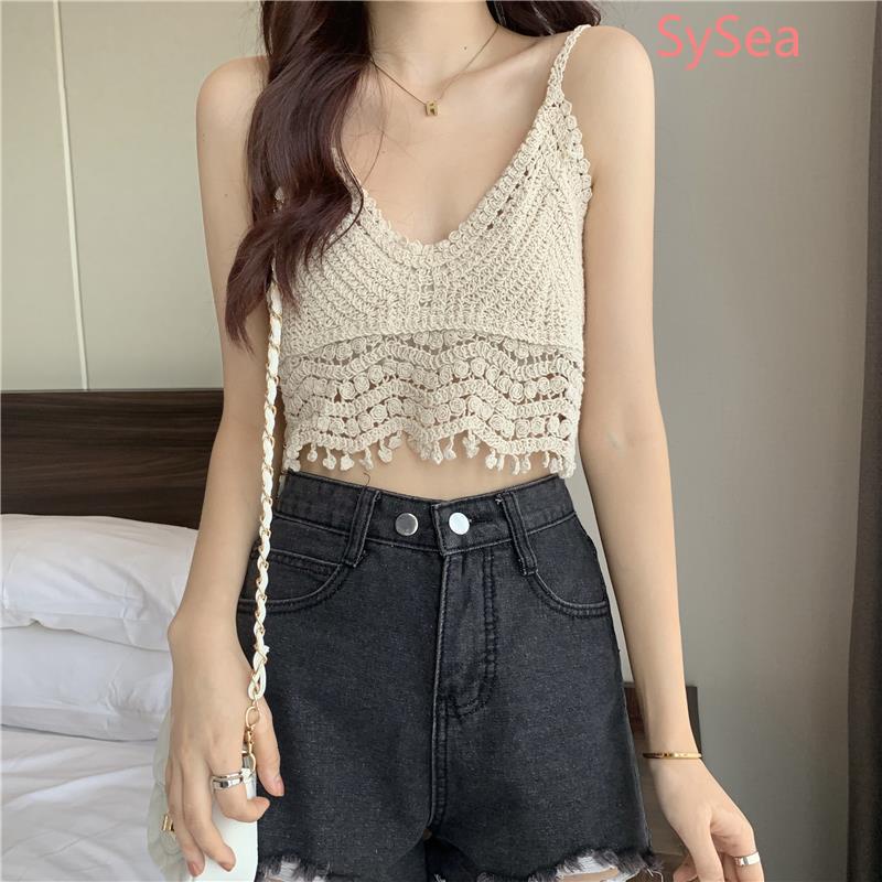 Bộ áo hai dây + áo khoác cardigan phối ren xinh xắn dành cho nữ có bán lẻ