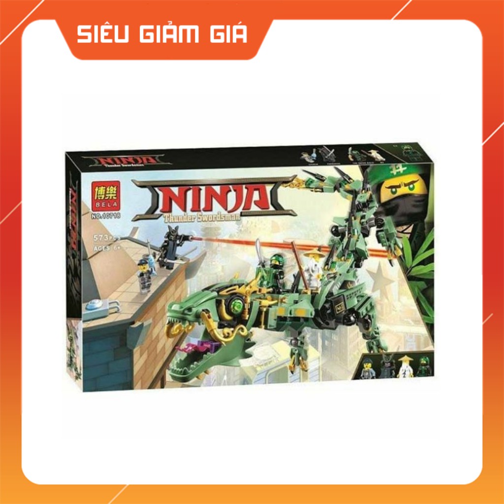 Lắp Ráp Xếp Hình Ninjago Movie Mô Hình Rồng Máy Xanh Huyền Thoại 573 Khối BELA1071 80006
