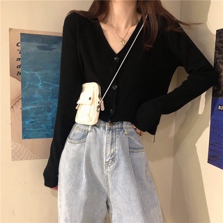 Áo khoác cardigan dệt kim mỏng tay dài dáng rộng phong cách Hàn Quốc mới cho nữ