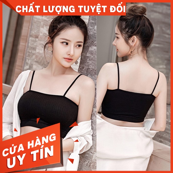 Áo bra 2 dây Gân tăm cotton Thoáng mát như bông