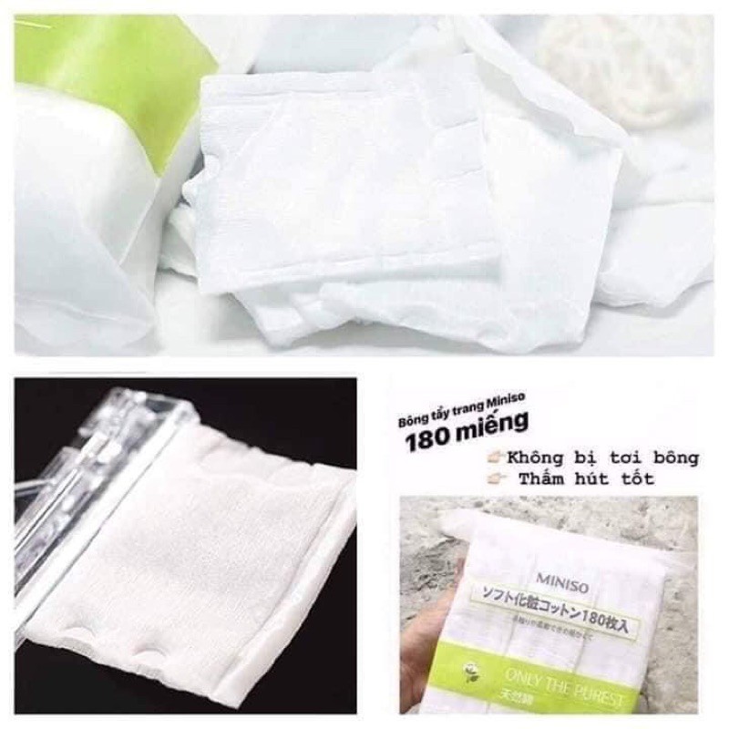 Bông Tẩy Trang Miniso Nhật Bản 180 Miếng | BigBuy360 - bigbuy360.vn
