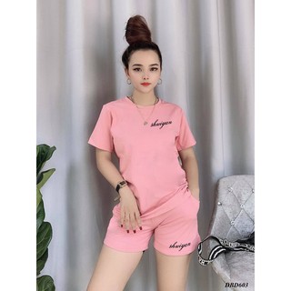 [Mẫu Mới] Đồ Bộ Mặc Nhà Quần Đùi Mặc Nhà Cực Xinh In Chữ Đơn Giản Dễ Mặc - DBD603
