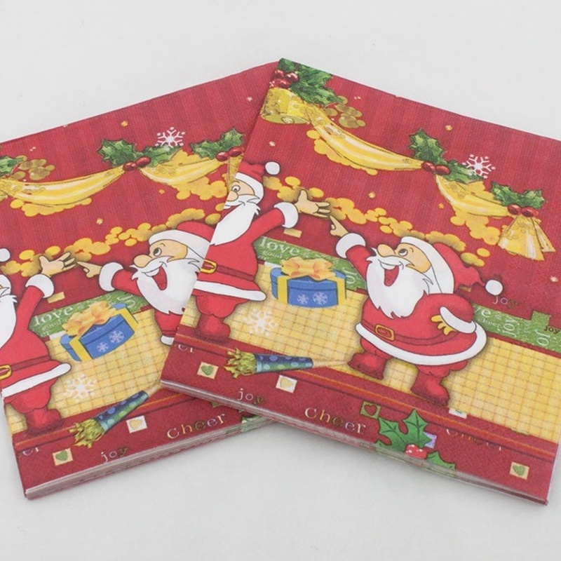 Bộ 20 Khăn Giấy Dùng Một Lần In Họa Tiết Ông Già Noel Kích Thước 33x33cm