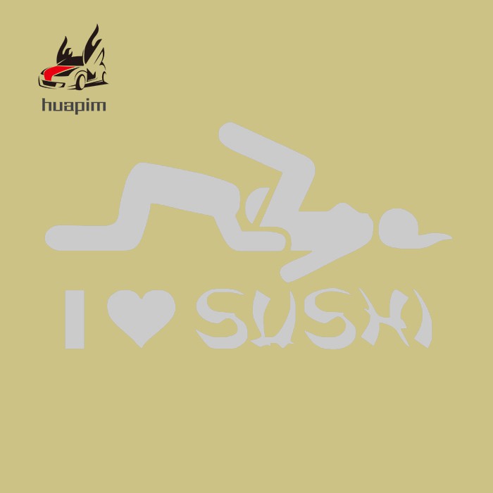 Decal trang trí thân xe & cửa sổ oto in chữ I Love Sushi