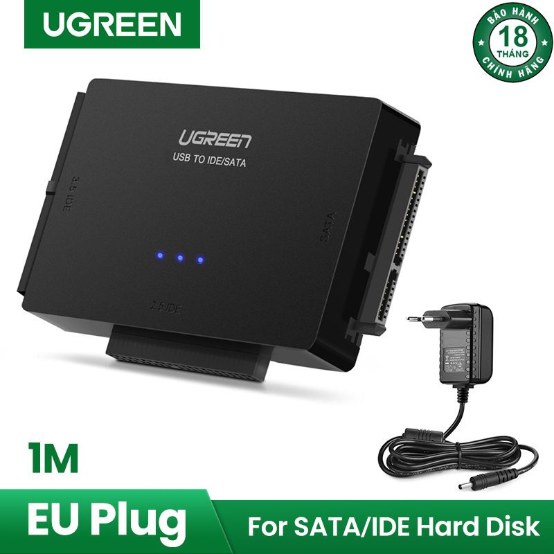 Bộ chuyển đổi USB 3.0 to SATA/IDE Ugreen 30353 US160 Đầu đọc ổ cứng cao cấp Chính hãng