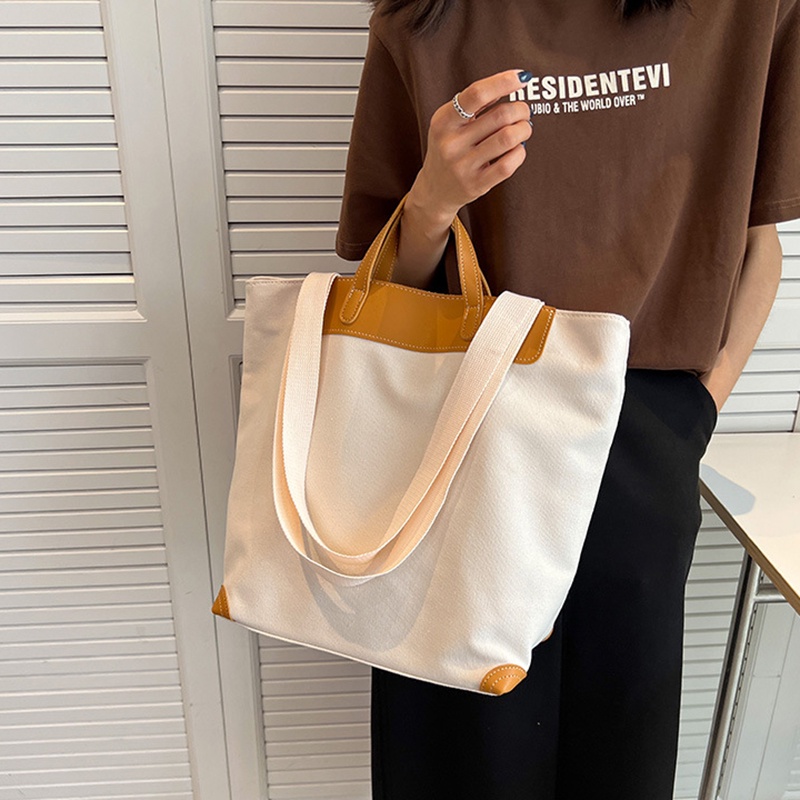 Túi Đeo Vai Vải canvas Dung Tích Lớn Đơn Giản Cho Nữ