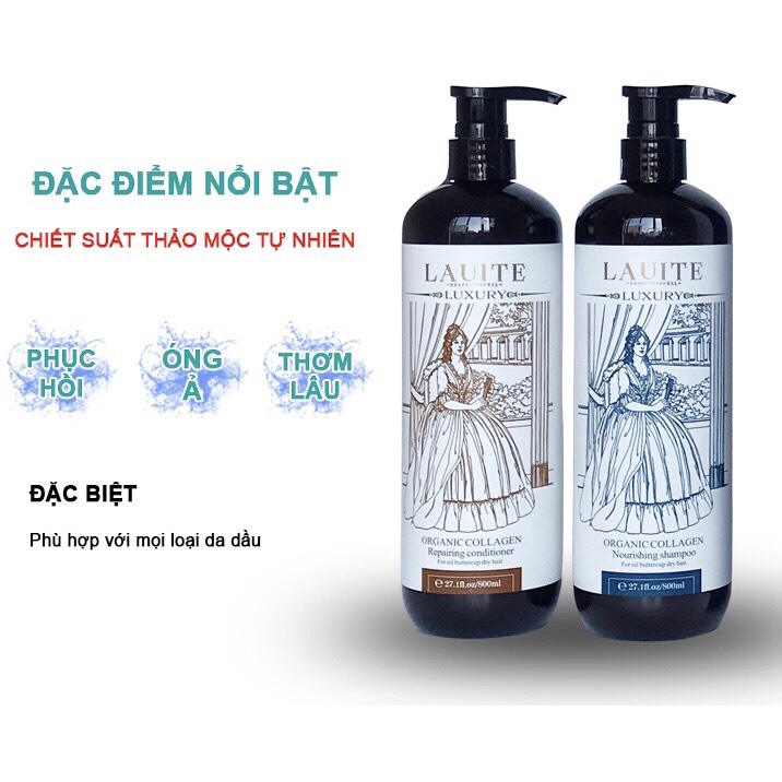 Dầu gội đầu LAUITE LUXURY 800mlx2 phục hồi hư tổn chuyên sâu hương nước hoa_BooCosmetics