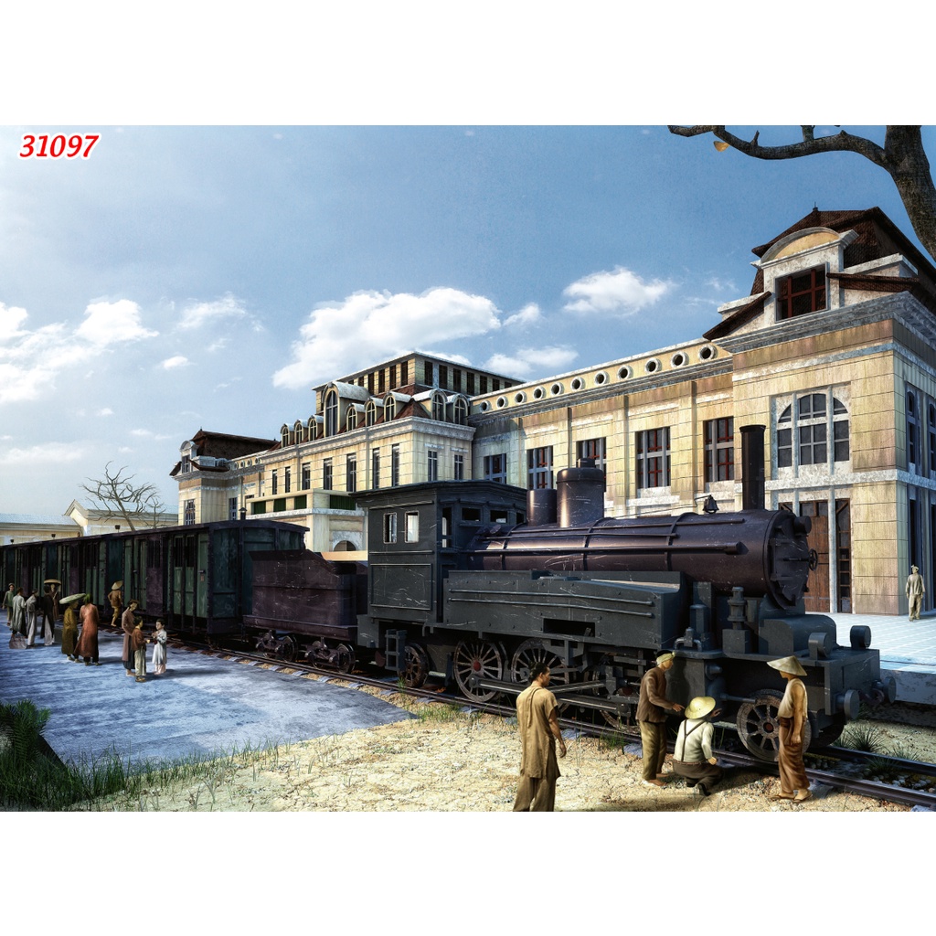 Tranh dán tường phong cách phong cách Hà Nội xưa bản trang trí Cửa Hàng 3D tặng keo và dụng cụ dán