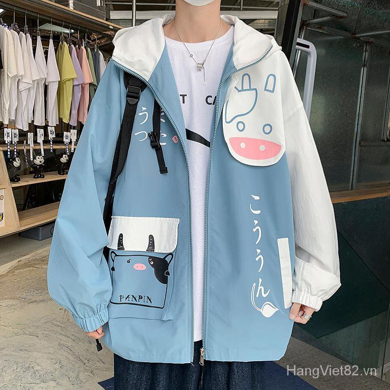 Áo Khoác Hoodie Dáng Rộng Plus Size Phong Cách Nhật Hàn Thời Trang Xuân Thu Cho Nam 2021