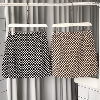 Chân váy ngắn kẻ ô checkerboard chất nhung - V702