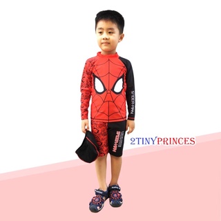 Bộ đồ bơi dài tay siêu nhân người nhện kèm nón bơi - Đồ bơi bé trai DBBT55