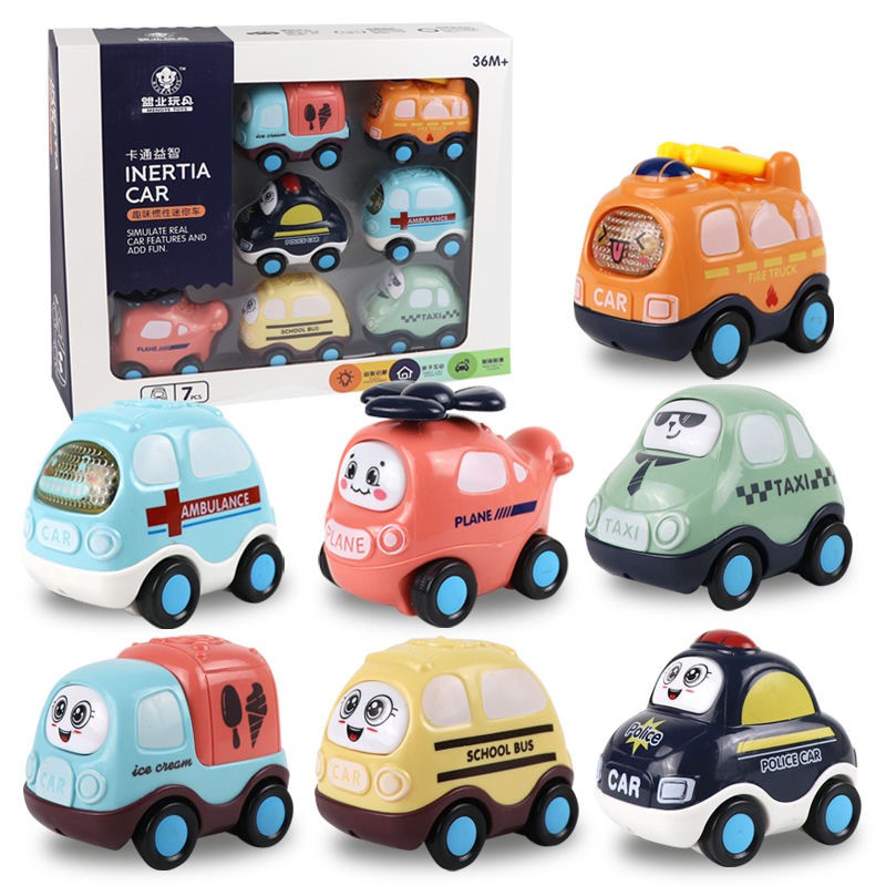 Bộ Đồ Chơi Ô Tô Trẻ Em Chạy Đà Quán Tính Xe Cứu Hỏa,Cứu Thương,Cảnh Sát,Taxi,Xe Bus,Xe Kem Dễ Thương Cho Bé 1-3 Tuổi