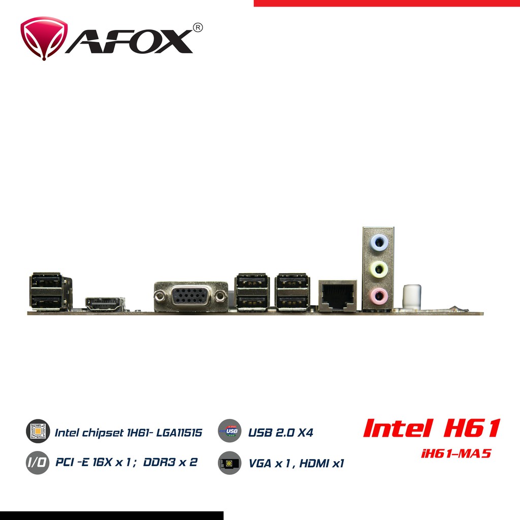 Bo mạch chủ - MAINBOARD AFOX H61 LAN 100- LAN 1000 - Main chính hãng BH 36 tháng