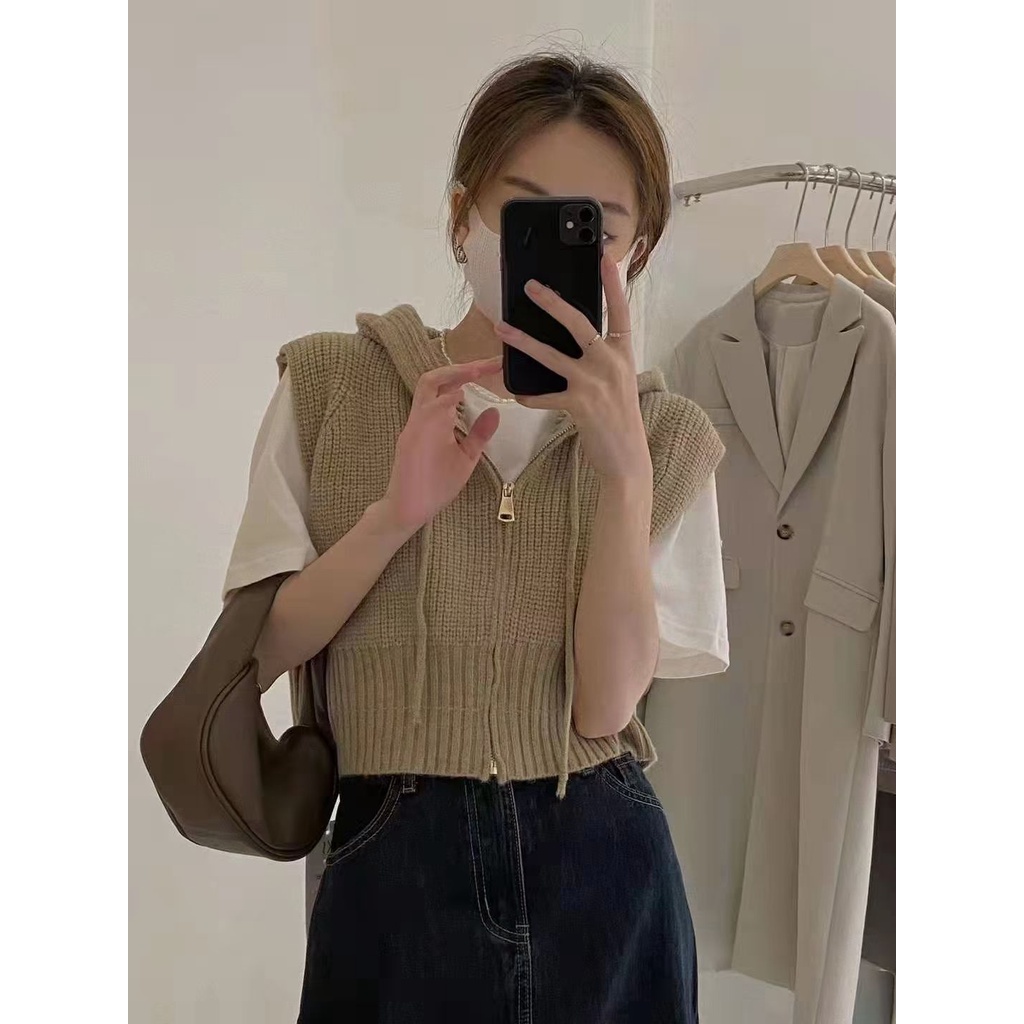 Áo khoác hoodie DUNEA dệt kim phong cách Hàn Quốc cổ điển thời trang với 4 màu tùy chọn