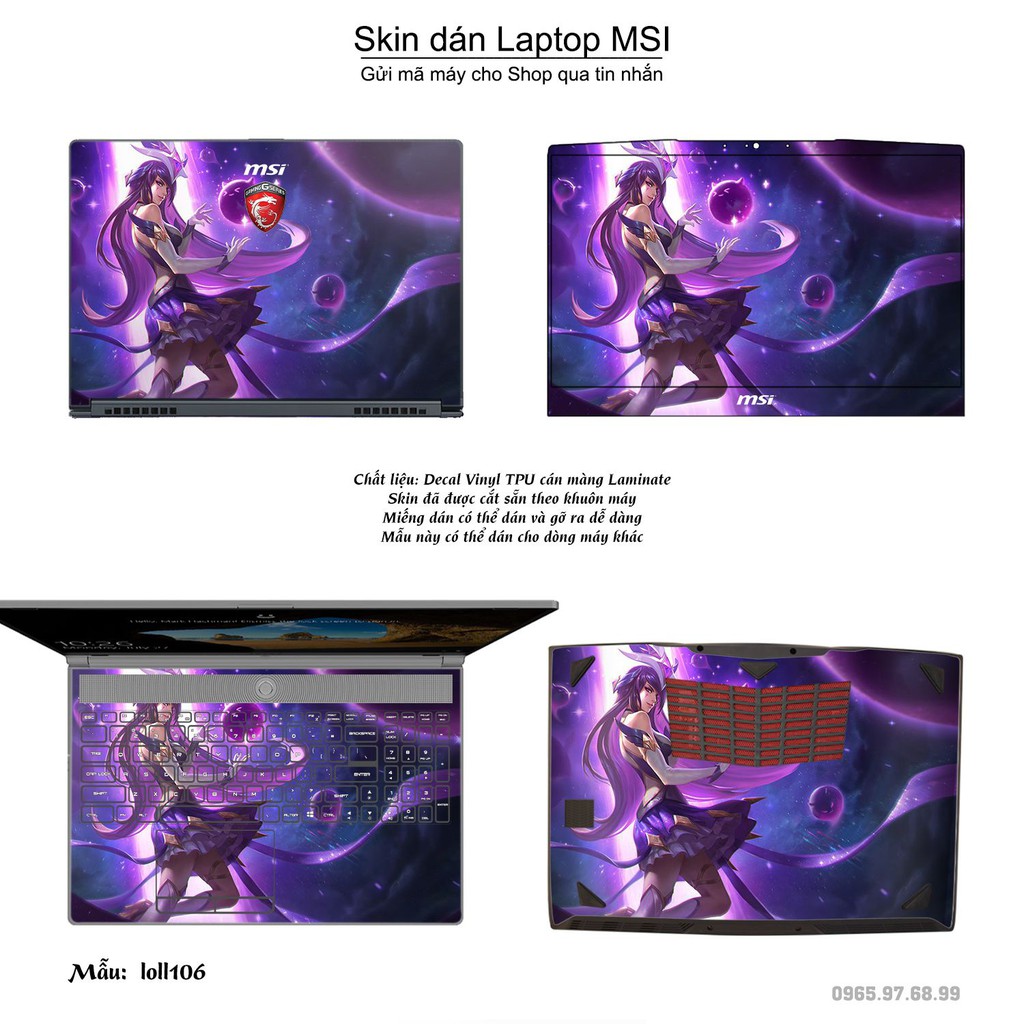 Skin dán Laptop MSI in hình Liên Minh Huyền Thoại nhiều mẫu 15 (inbox mã máy cho Shop)