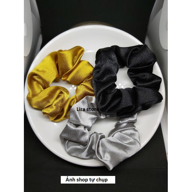 Chun buộc tóc scrunchies vải satin ánh kim HA278