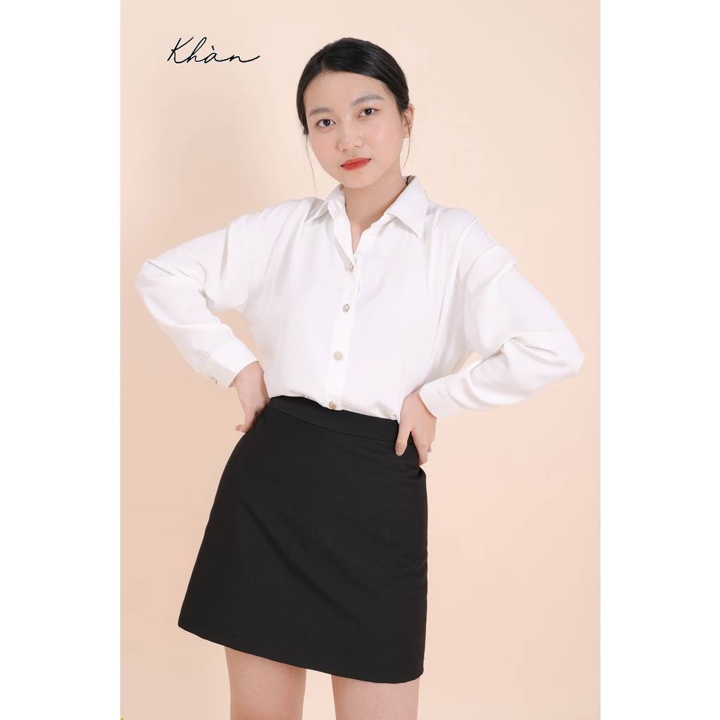 Chân váy chữ a KHÀN chân váy ngắn vải cotton hàn có lót phong cách công sở Hàn Quốc