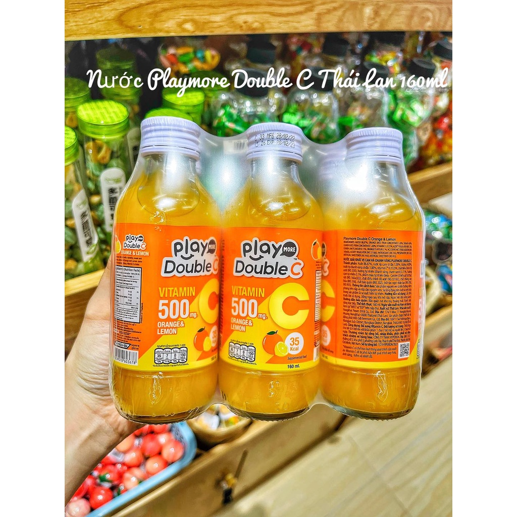 1 lốc 6 chai 160ml ⚡Nước Hoa Quả PlayMore Double Vitamin C Thái Lan 🍋 CHUẨN HÀNG⚡