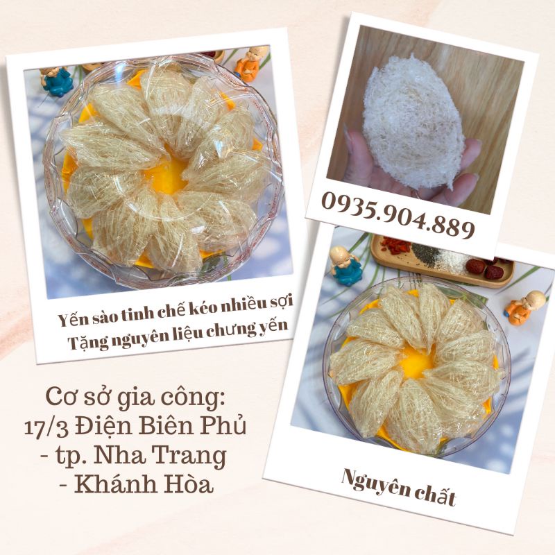 100gr yến tinh chế nguyên chất 100%. yến sạch ko đường tặng kèm nguyên liệu chưng yến