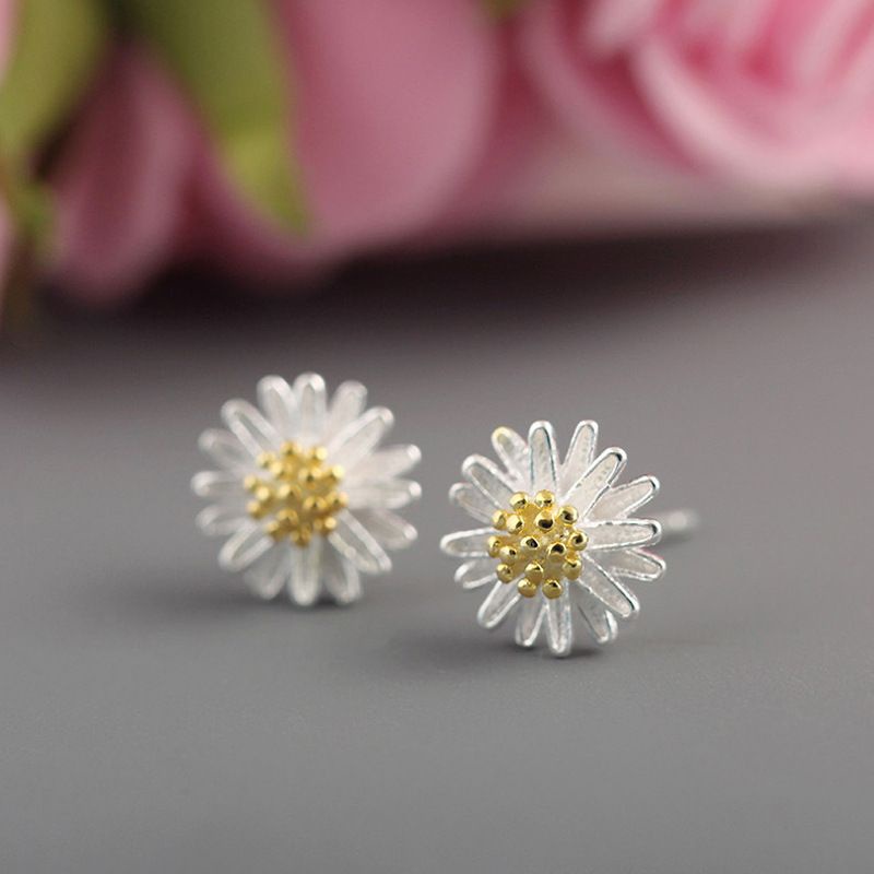Bông tai bạc S925 - Hoa tai nữ bạc Ý hoa Cúc nhỏ Daisy siêu dễ thương Zaza Accessories KT8004