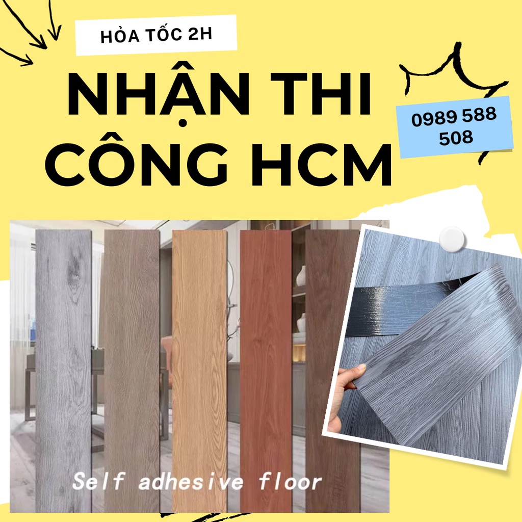 Bộ sản phẩm Miếng Ván Sàn Nhựa Lót Sàn Vân Giả Gỗ Có Sẵn Keo bóc dán