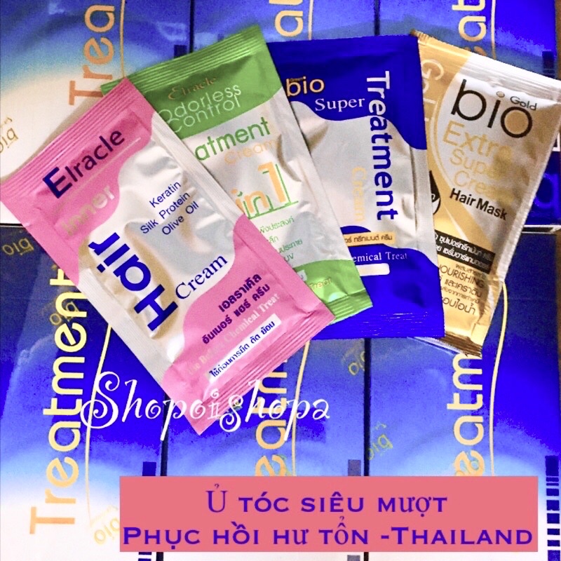 🌼1 hộp 24 gói Kem ủ tóc mượt Bio Treatment Thái lan.