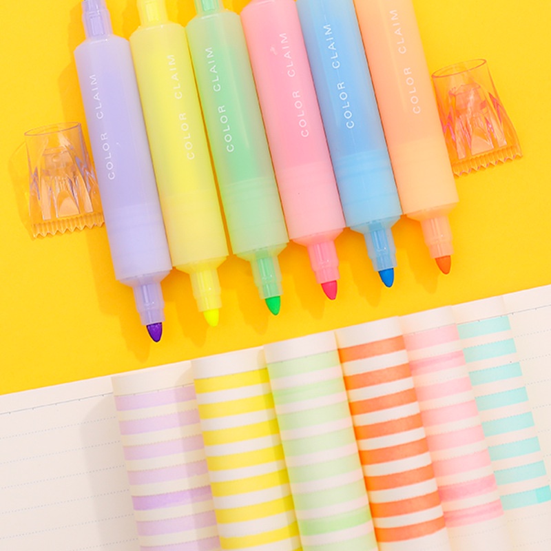 Bút highlight pastel 2 đầu cute hình cây kẹo giúp đánh dấu nhớ dòng trang trí sổ bullet journal văn phòng phẩm