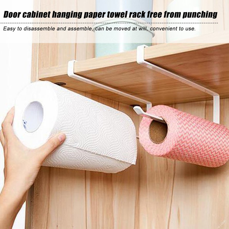 Giá treo khăn giấy gắn cửa bằng sắt thiết kế đơn giản tiện dụng