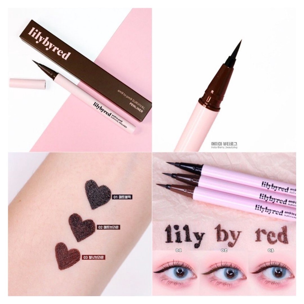 Bút kẻ mắt siêu mảnh chống trôi suốt 12 giờ Hàn Quốc Lilybyred am9 to pm9 Survival Pen Liner