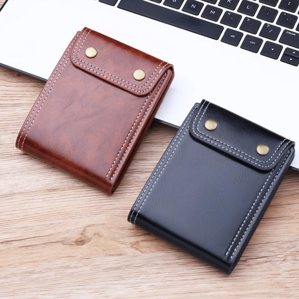 Ví nam mini Classic dáng ngang nhỏ gọn nhiều ngăn đựng thẻ có cúc bấm VI2