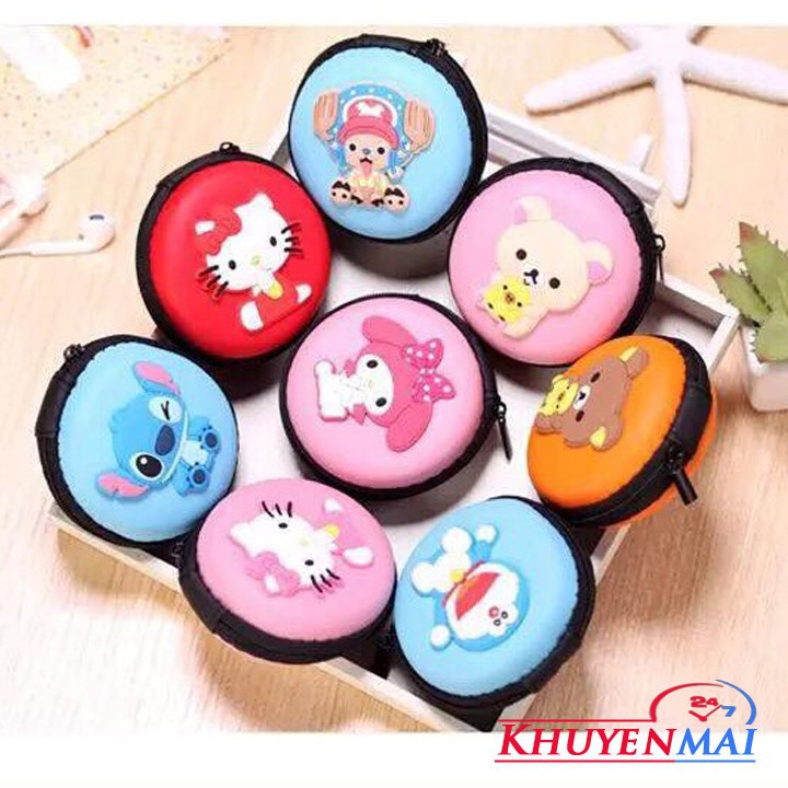 BÓP VÍ MINI Đựng Tai Nghe - Cáp sạc kute-  LOẠI TRÒN