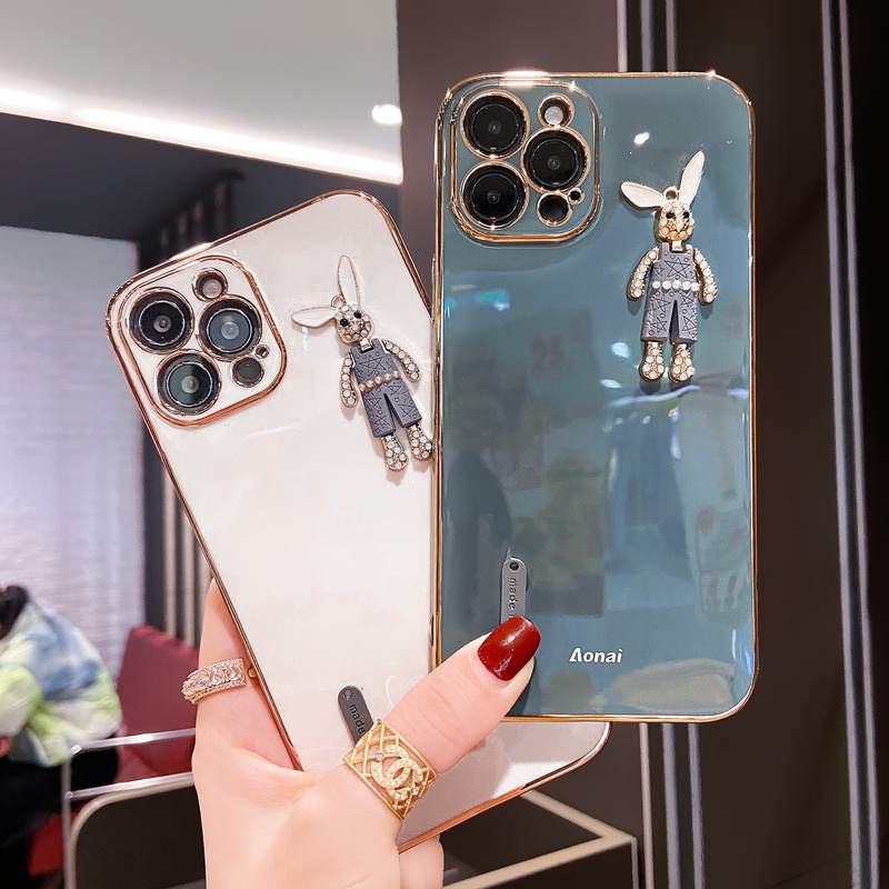 Tide Brand 6D Rubik's Cube Electroplating Water Brick Little White Rabbit Phone Case IPhone 13 13Pro 13Promax 12 12Pro 12Pro 11 11Pro 11Promax XSmax X XS XR 8 7Plus