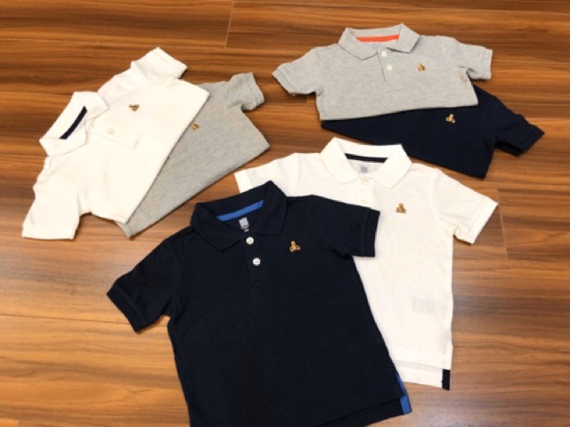 Áo bé trai polo cá sấu thêu gấu Gap