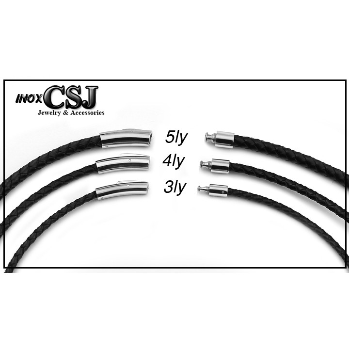 DÂY CHUYỀN ĐEN 5LY DA XỊN KHÓA INOX