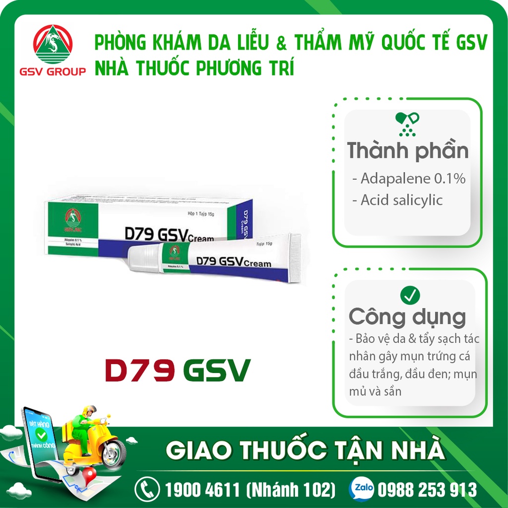 D79 GSV ngăn ngừa mụn, giảm mụn, giảm thâm