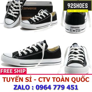 [Free ship] Giày thể thao nam nữ cv classic đen trắng cổ thấp