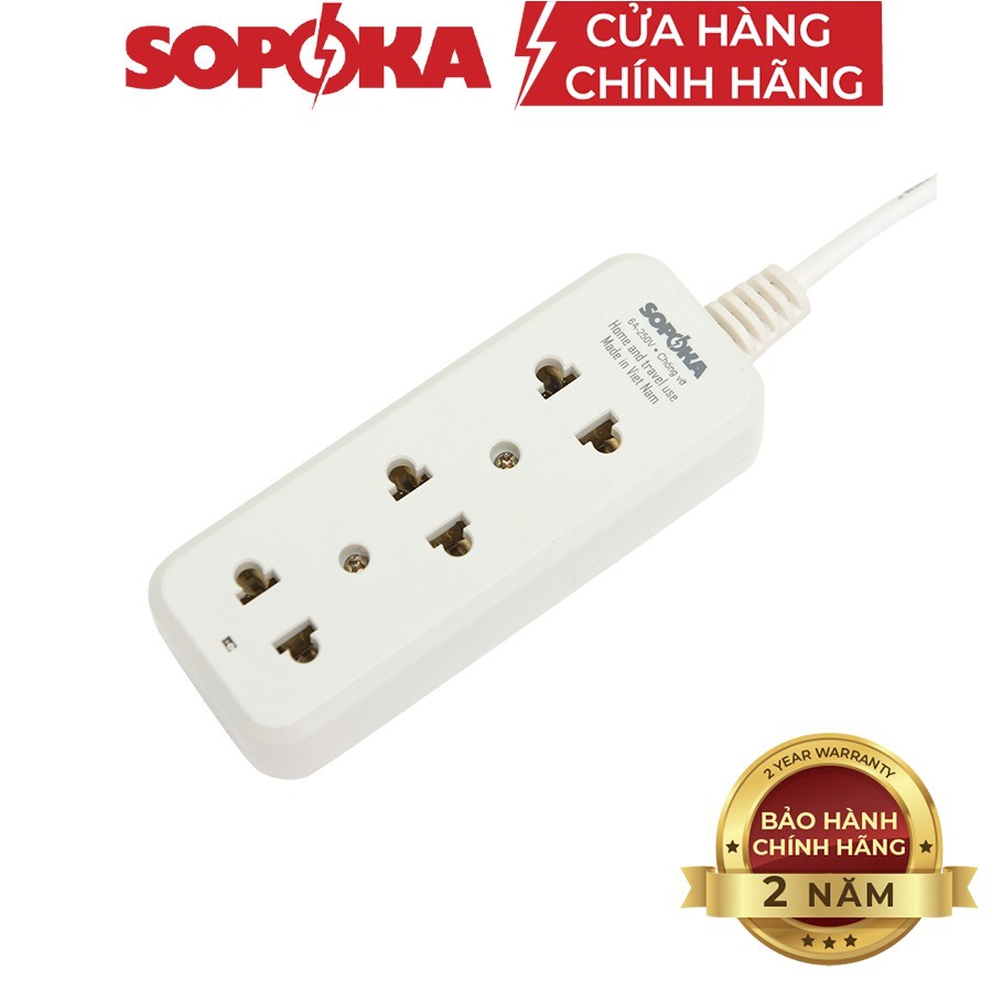 Ổ 3 cửa chịu tải 1200W SOPOKA 3B 3C dây 2,5M-4,5M