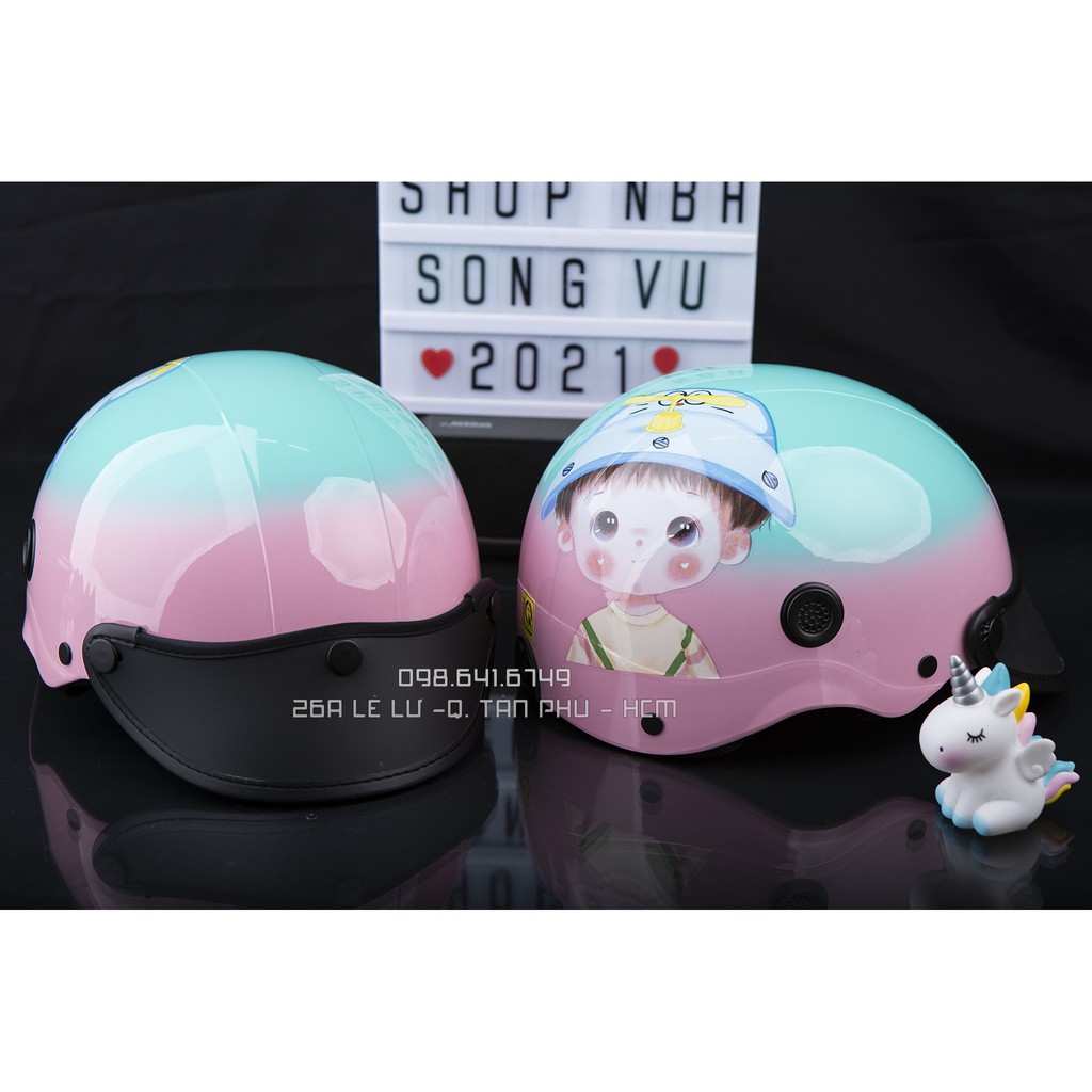 MŨ NÓN BẢO HIỂM NGƯỜI LỚN HÌNH CHIBI- MÀU OMBRE