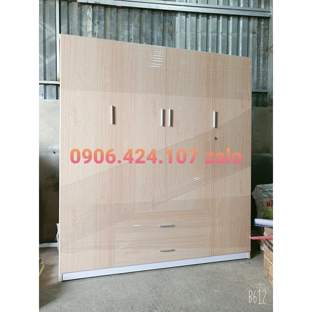 tủ nhựa đài loan 4 cánh màu xoan giả gỗ | BigBuy360 - bigbuy360.vn