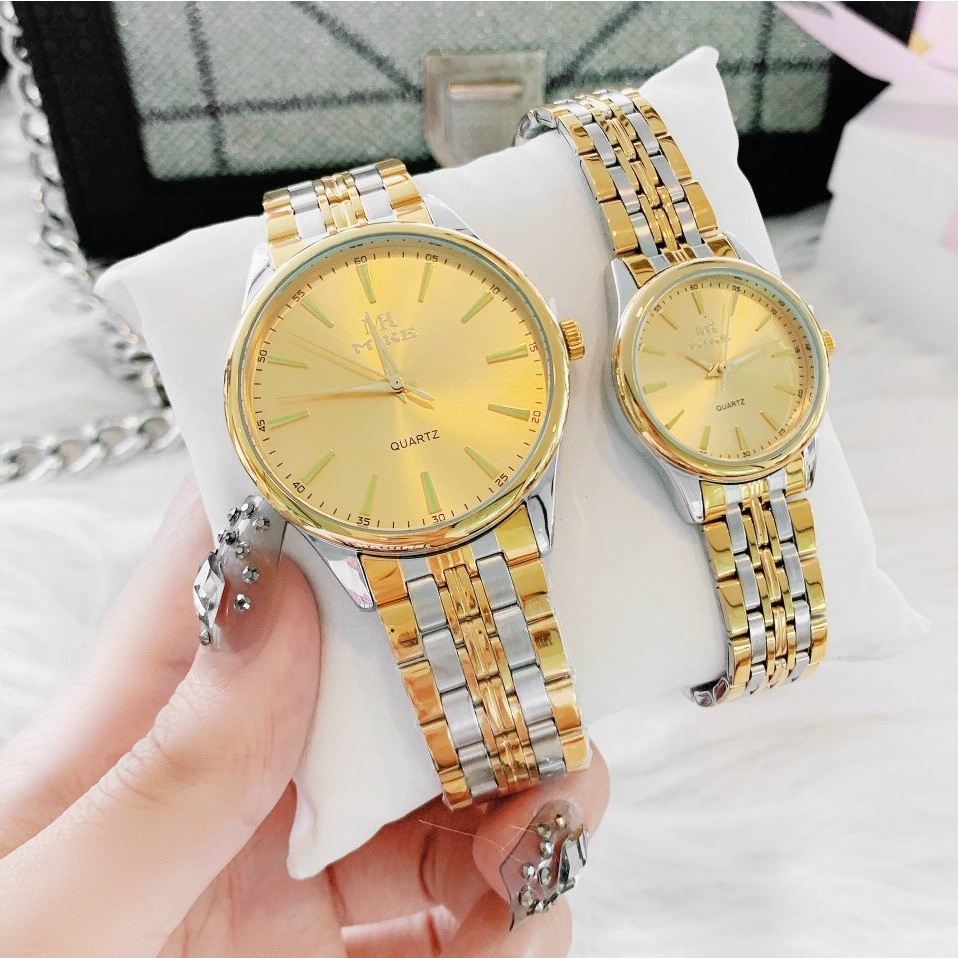 Đồng hồ nam nữ, đồng hồ cặp đôi chính hãng Mike 8387 mặt tròn, chống nước, bảo hành 12 tháng